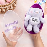 Llavero personalizado de peluche elástico con conejito de Pascua y juego de huevos de Pascua jumbo rellenables con nombre Regalo de cesto de Pascua de caza del huevo para niños y niñas