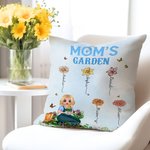 Personalisierte Geburt Blume Garten Cartoon Charakter werfen Kissenbezug mit Namen Multicolor Home Decor Muttertag Wertschätzung Geschenk für Oma Mom