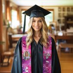 Fajín de graduación personalizado con purpurina multicolor de la promoción de 2025 con foto y nombre Regalo de recuerdo de graduación para los compañeros de promoción de los graduados