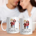 Personalized Balloon Cartoon Character Couple Anniversary Ceramic Mug with Names and Text Anniversary Valentine's Day Gift for Couple