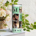 Vaso personalizado Love You Mom 6 fotos 20 oz Skinny Tumbler con pajita Día de la Madre Regalo de cumpleaños para mamá Abuela
