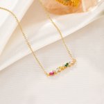 Personalized 2-7 Rectangular Birthstones Zigzag Necklace Dainty Jewelry Birthday Anniversary Mother's Day Gift for Women