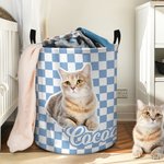 Personalisierte Multicolor Plaid Haustier Foto große Kapazität Lagerung Korb mit Griff und Name Geburtstag Housewarming Geschenk für Tierliebhaber