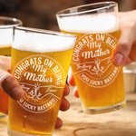 Personalized Congrats Be My Family or Friend Title Fist Bump Design 16 oz Beer Pint Glass with Name Birthday Father's Day Gift for Dad Drinkers