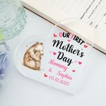 Personalisierte niedliche Elefant Bär Tier herzförmige Acryl-Plakette mit Namen und Datum Schreibtisch Dekor Geburtstag erste Muttertag Geschenk für neugeborene Mutter