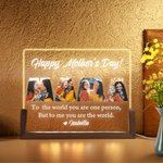 Personalisierte Happy Mother's Day Acryl LED-Nachtlicht mit Namen und hölzernen Basis Schreibtisch Dekor Muttertag Geburtstag Geschenk für Mama Oma