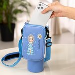 Personalized Cartoon Prom Queen Birth Flower Name Water Bottle Carrier Bag for 40 oz Stanley Tumbler Accessories Birthday Gift for Women