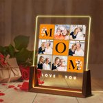 Luz de Noche LED Acrílica Personalizada Love You Mom con Base de Madera y Fotos Día de la Madre Día de Acción de Gracias Regalo de Cumpleaños para Mamá