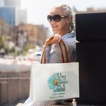 Personalisierte hellblau Daisy große Kapazität Canvas Tasche mit 1-8 Namen und Ledergriff Muttertag Geburtstag für Oma Mom