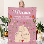 Manta personalizada con nombres en forma de osito floral multicolor para abrazar a la familia Regalo de cumpleaños para el Día de la Madre para la abuela y la madre