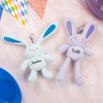 Llavero personalizado de peluche elástico con conejito de Pascua y juego de huevos de Pascua jumbo rellenables con nombre Regalo de cesto de Pascua de caza del huevo para niños y niñas