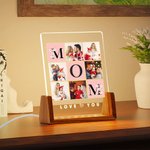 Luz de Noche LED Acrílica Personalizada Love You Mom con Base de Madera y Fotos Día de la Madre Día de Acción de Gracias Regalo de Cumpleaños para Mamá