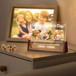 Personalisierte Happy Mother's Day Acryl LED-Nachtlicht mit Namen und hölzernen Basis Schreibtisch Dekor Muttertag Geburtstag Geschenk für Mama Oma