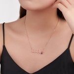 Personalised Dainty Name Necklace with Heart Birthstone Valentine's Day Birthday Anniversary Gift for Women