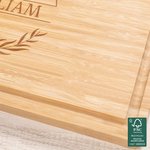 Planche à découper pour charcuterie en bambou FSC avec rainure pour le jus de fruit Cadeau de pendaison de crémaillère Cadeau d'engagement pour couple Famille