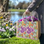 Bolsa de yute con nombre personalizada Bohemia de colores con diseño de flores retro Día de la madre Cumpleaños Vacaciones Regalo para mamá Abuela