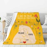 Manta personalizada con nombres en forma de osito floral multicolor para abrazar a la familia Regalo de cumpleaños para el Día de la Madre para la abuela y la madre