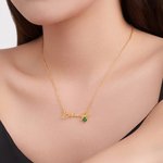 Personalised Dainty Name Necklace with Heart Birthstone Valentine's Day Birthday Anniversary Gift for Women