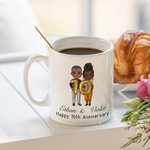 Personalized Balloon Cartoon Character Couple Anniversary Ceramic Mug with Names and Text Anniversary Valentine's Day Gift for Couple