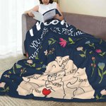 Manta personalizada con nombres en forma de osito floral multicolor para abrazar a la familia Regalo de cumpleaños para el Día de la Madre para la abuela y la madre