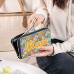 Personalized Bohemian Vintage Floral Name Purse Clutch Wallet Birthday Mother's Day Gift for Her