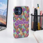 Gepersonaliseerde Boheemse Retro Floral Slim telefoonhoesje voor iPhone Samsung met naam elektronische accessoires verjaardag Moederdag cadeau voor vrouwen