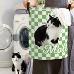 Personalisierte Multicolor Plaid Haustier Foto große Kapazität Lagerung Korb mit Griff und Name Geburtstag Housewarming Geschenk für Tierliebhaber