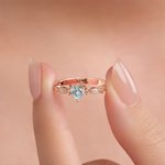 Personalized Dainty Heart Birthstone Zircon Promise Ring with Engraved Name Birthday Mother's Day Wedding Gift for Women