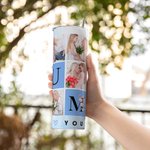 Vaso personalizado Love You Mom 6 fotos 20 oz Skinny Tumbler con pajita Día de la Madre Regalo de cumpleaños para mamá Abuela