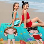 Toalla de playa personalizada de gran tamaño y secado rápido con temática marina para todos con nombre regalo de cumpleaños para el verano