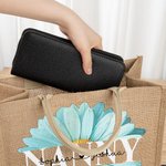Bolsa de yute de gran capacidad Daisy azul claro personalizada con 1-8 nombres Regalo de cumpleaños para mamá en el Día de la Madre