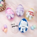 Llavero personalizado de peluche elástico con conejito de Pascua y juego de huevos de Pascua jumbo rellenables con nombre Regalo de cesto de Pascua de caza del huevo para niños y niñas