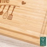 Personalised Heart Floral Kitchenware FSC Bamboo Charcuterie Cutting Board with Juice Groove Mother's Day Wedding Housewarming Gift for Family