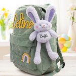 Llavero personalizado de peluche elástico con conejito de Pascua y juego de huevos de Pascua jumbo rellenables con nombre Regalo de cesto de Pascua de caza del huevo para niños y niñas
