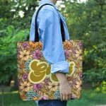 Personalisierte Bohemian Retro Floral Wiederverwendbare Tragetasche mit Nickname und Fächer Muttertag Geburtstag Geschenk für Frauen