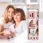Vaso personalizado Love You Mom 6 fotos 20 oz Skinny Tumbler con pajita Día de la Madre Regalo de cumpleaños para mamá Abuela