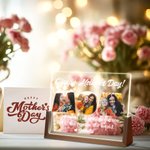 Personalisierte Happy Mother's Day Acryl LED-Nachtlicht mit Namen und hölzernen Basis Schreibtisch Dekor Muttertag Geburtstag Geschenk für Mama Oma