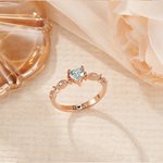 Personalized Dainty Heart Birthstone Zircon Promise Ring with Engraved Name Birthday Mother's Day Wedding Gift for Women