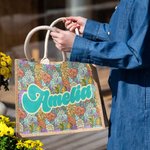 Bolsa de yute con nombre personalizada Bohemia de colores con diseño de flores retro Día de la madre Cumpleaños Vacaciones Regalo para mamá Abuela