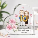 Placa acrílica personalizada en forma de corazón con nombres y textos para el Día de San Valentín Regalo de aniversario de boda para marido y mujer