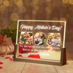 Personalisierte Happy Mother's Day Acryl LED-Nachtlicht mit Namen und hölzernen Basis Schreibtisch Dekor Muttertag Geburtstag Geschenk für Mama Oma