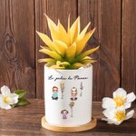 Pot de Plante en Céramique Personnalisé avec Noms et Personnages de Dessin Animé Fleur de Naissance Cadeau Anniversaire pour Maman et Grand-Mère