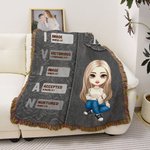 Personalisierte Retro Bibel Vers Cartoon Charakter weiche Decke mit Quasten und Name Geburtstag religiöse Taufe Geschenk für Christen Familie