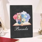 Cuaderno A5 Personalizado con Nombre Día de la Madre Regalo de Cumpleaños para Amante de los Libros Flor de Nacimiento Caricatura Mujer Lectora