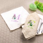 Personalized Peter Rabbit Linen Napkin with Embroidered Initial and Name Easter Table Decoration Gift for Family Friends