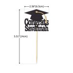Personalised Graduation Cap Congrats Cupcake Toppers with Name and Tassel Set of 12 Graduation Party Biscuit Cake Decor Gift for Graduates