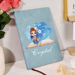 Cuaderno A5 Personalizado con Nombre Día de la Madre Regalo de Cumpleaños para Amante de los Libros Flor de Nacimiento Caricatura Mujer Lectora