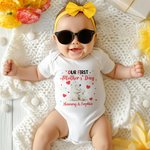 Personalized Cute Bear Cat Deer Animal Design 100% Cotton T-shirt Baby Bodysuit with Name Our First Mother's Day Birthday Gift for Baby Mom