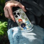 Personalizzato multicolore Ombra Monogramma Cartoon Personaggio Custodia per iPhone con nome Regalo di compleanno per donne uomini