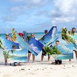 Gepersonaliseerd Tropisch Strand Palmboom Oversized Strandlaken met Naam Super Absorberend Zomer Vakantie Reis Essentieel Geschenk voor Vrouwen Mannen
